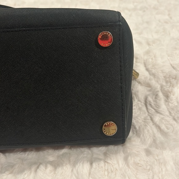 Michael Kors Jet Set Saffiano Leather Crossbody  Purse Shoulder Bag  Black Gold - Picture 6 of 13